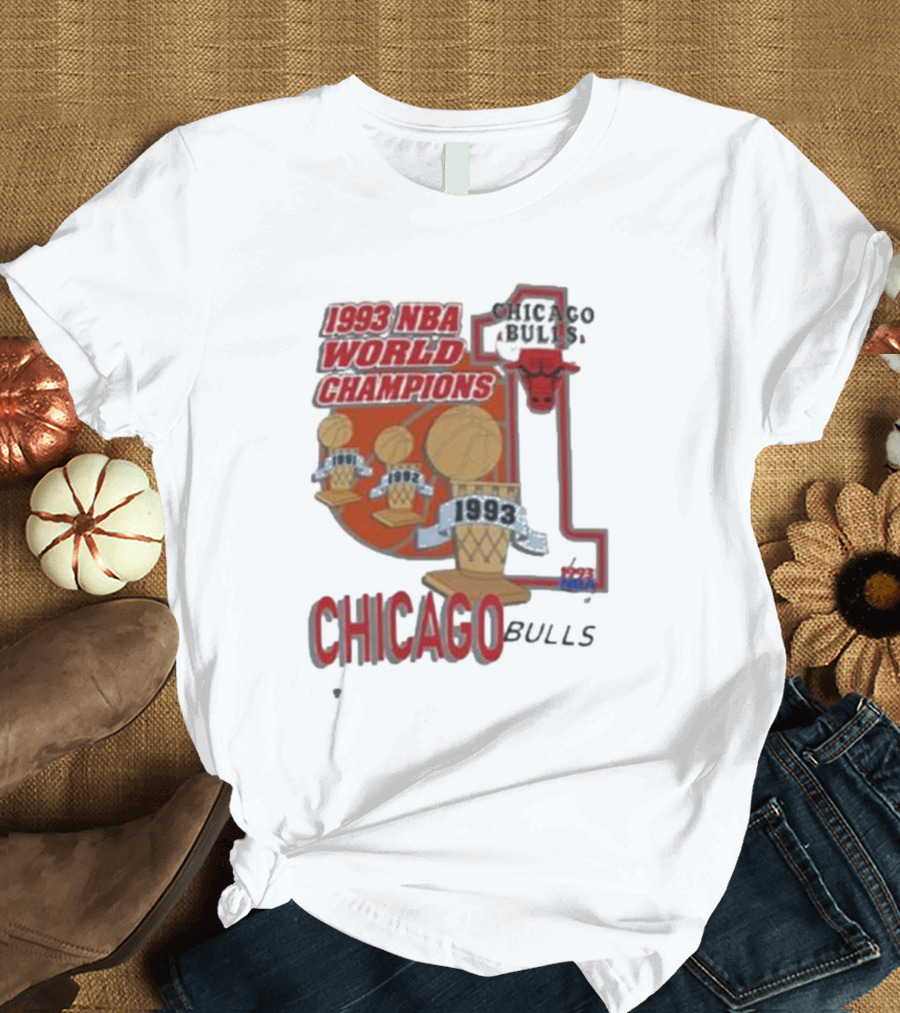 Chicago Bulls 1993 NBA World Champions Vintage 1993 NBA Chicago Bulls World Champions T-Shirt