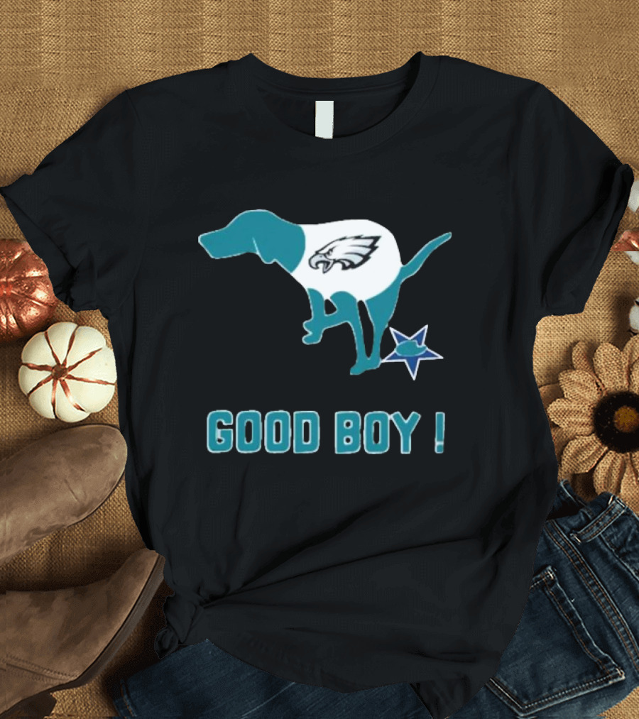 Philadelphia Eagles Dog Good Boy Defecating on Dallas Cowboys Star T-Shirt