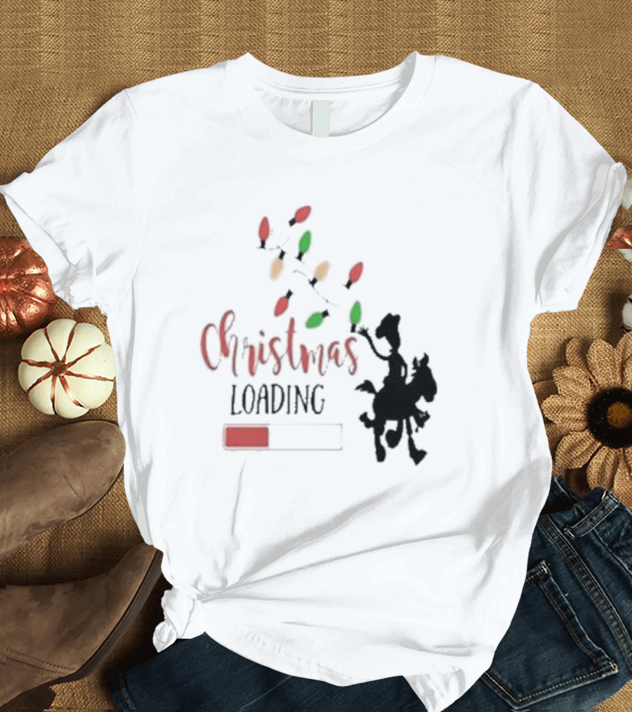 Christmas Loading Cowboy Silhouette with Festive Lights T-Shirt