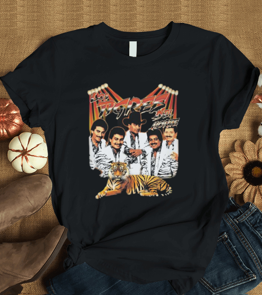 Los Tigres Del Norte Band Members with Tiger Image T-Shirt