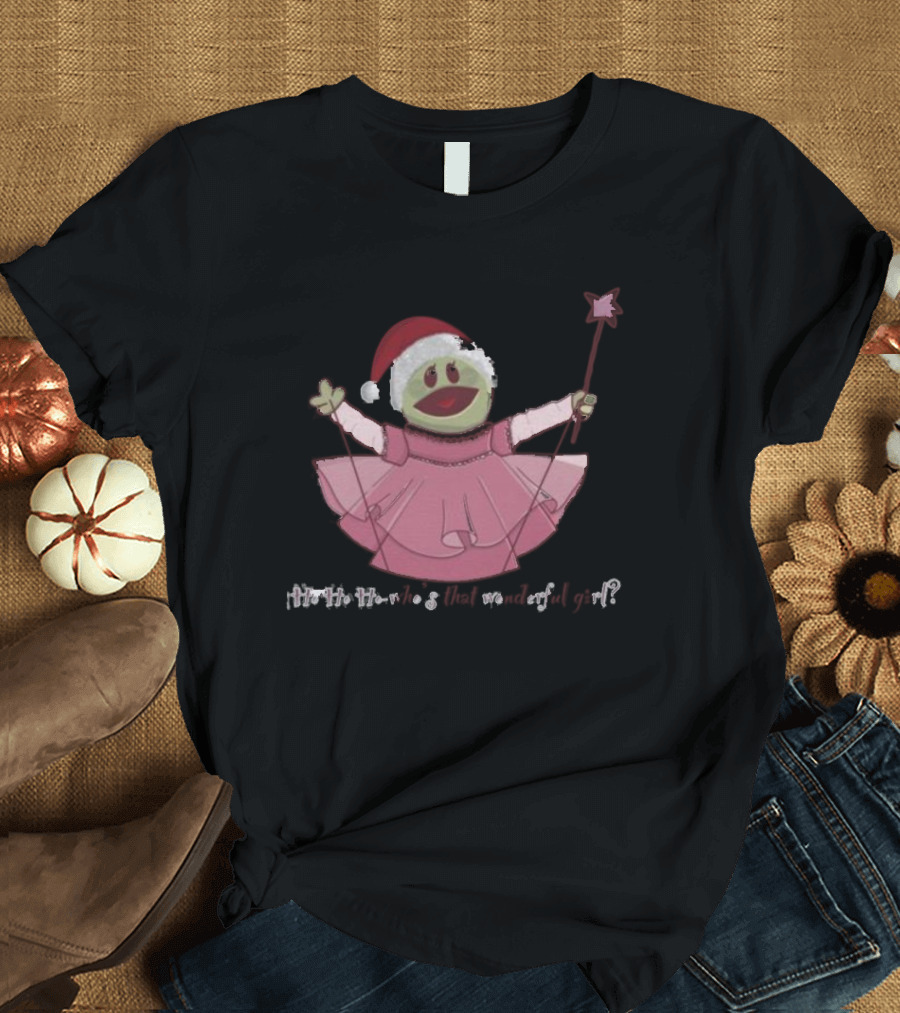 Nanalan Ho Ho Ho Santa Hat Pink Dress Star Wand Holiday T-Shirt