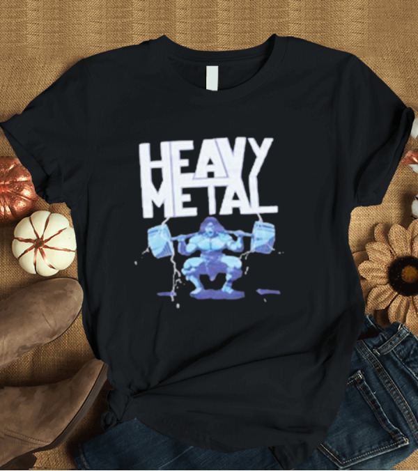 T-Shirt: Heavy Metal Oversized Fitness Warrior with Barbells T-Shirt Heavy Metal Oversized Fitness Warrior with Barbells T-Shirt