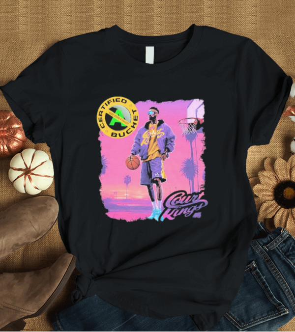 T-Shirt: Certified Bucket Court Kings Style Basketball Sunset Scene T-Shirt Certified Bucket Court Kings Style Basketball Sunset Scene T-Shirt