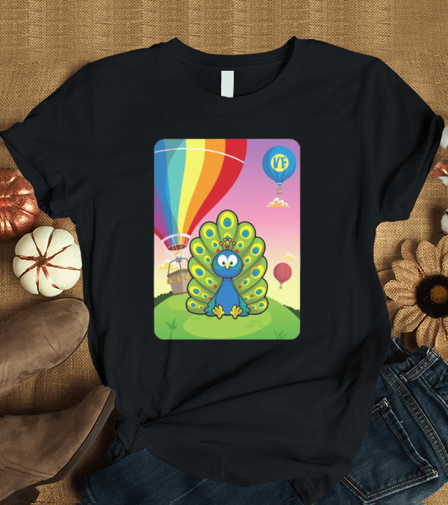 Vee Friends Practical Peacock Colorful Hot Air Balloon Vee Friends T-Shirt