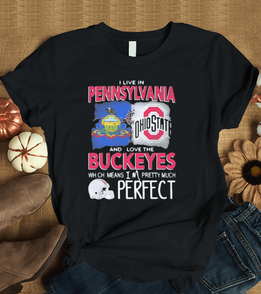 I Live in Pennsylvania Love the Ohio State Buckeyes Pretty Much Perfect T-Shirt