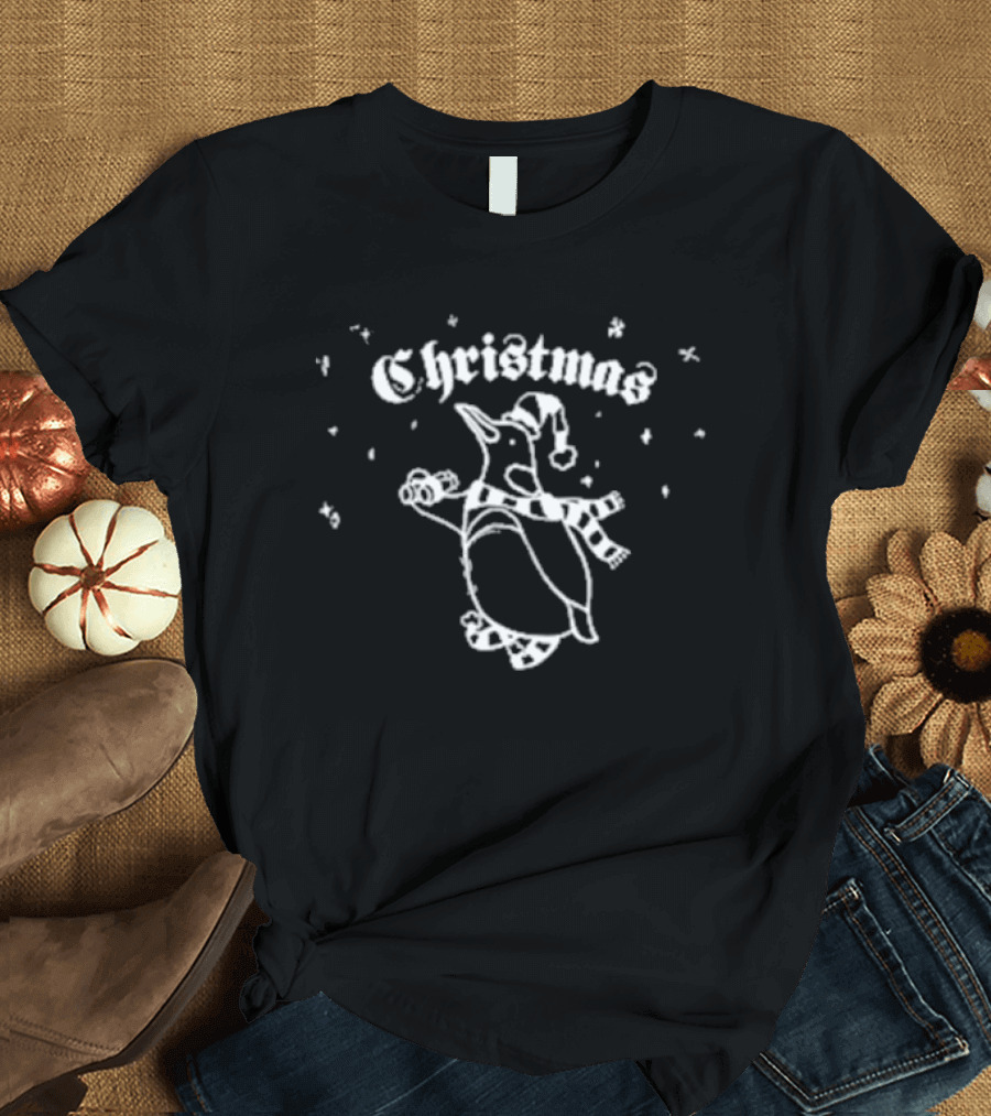 Christmas Bird Count Festive Penguin Scarf and Snowflakes T-Shirt