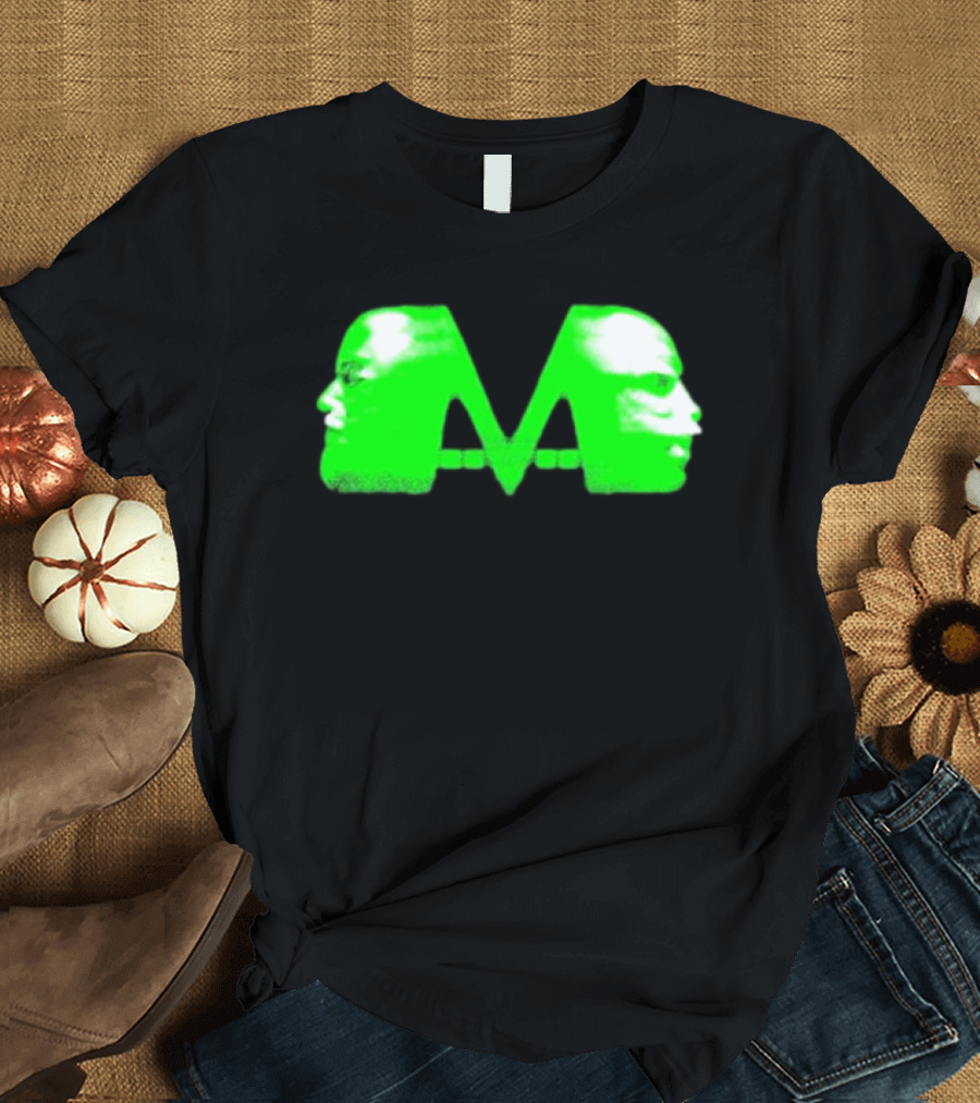 Mansionz M Faces Neon Green Portrait T-Shirt