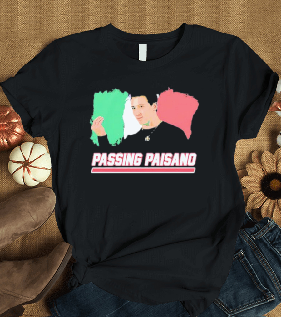 Passing Paisano Italian Gesture Flag Background T-Shirt