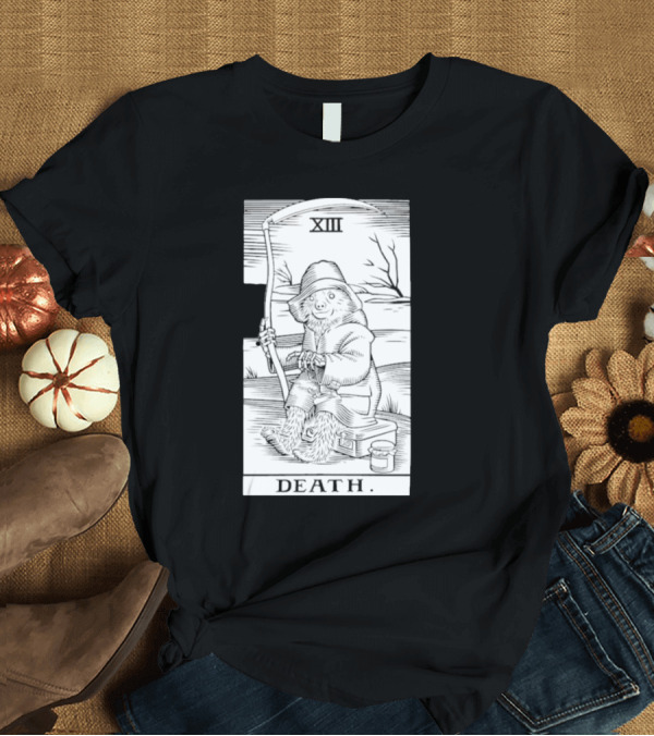T-Shirt: Bear XIII Death Tarot Card Sitting with Scythe T-Shirt Bear XIII Death Tarot Card Sitting with Scythe T-Shirt