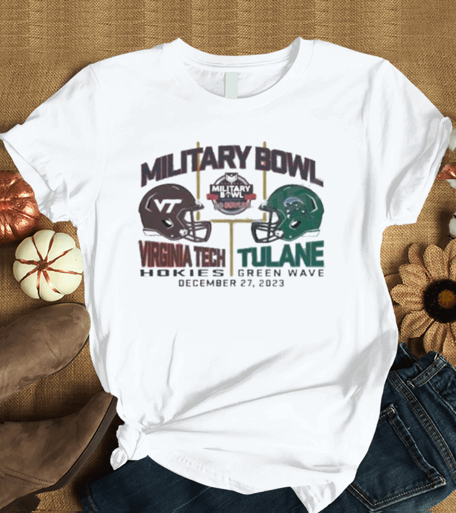 Military Bowl Virginia Tech Vs Tulane December 27 Duel Helmets College Football Game T-Shirt