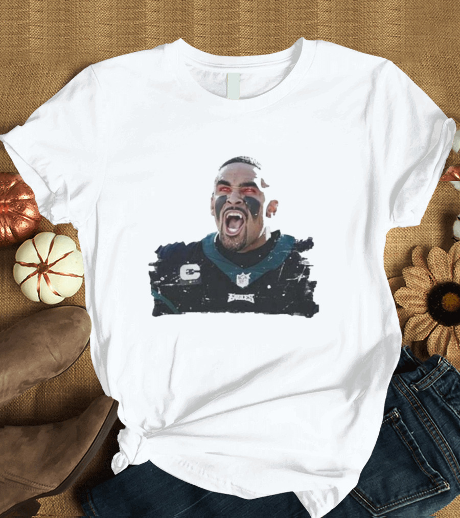 Quality Jalen Hurts Unleashed Fangs Out Eagles Football Action T-Shirt
