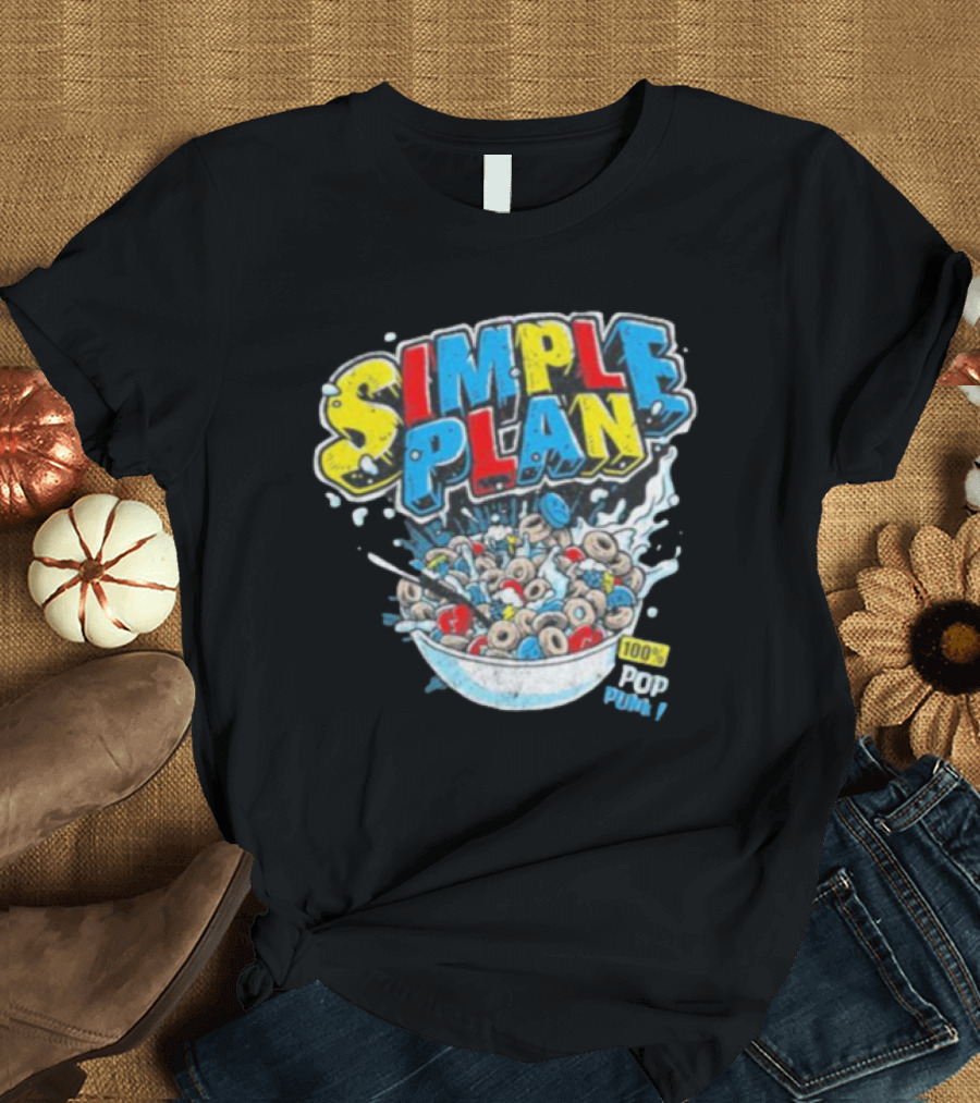 Simple Plan Pop Punk Cereal Bowl Explosion 100% T-Shirt