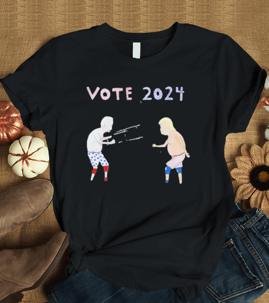 Unfortunate Portrait Vote 2024 Biden And Trump Boxer Showdown T-Shirt