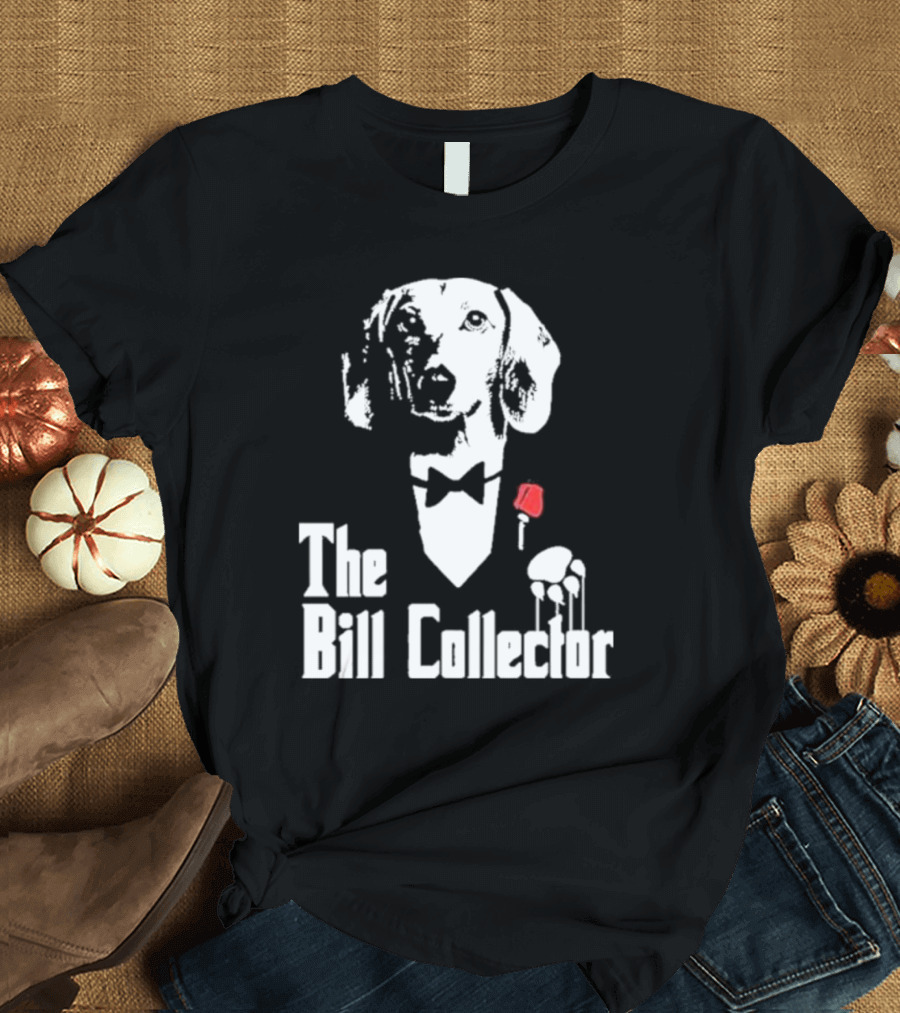 The Bill Collector Dog in Black Tie with Rose and Puppet Strings T-Shirt