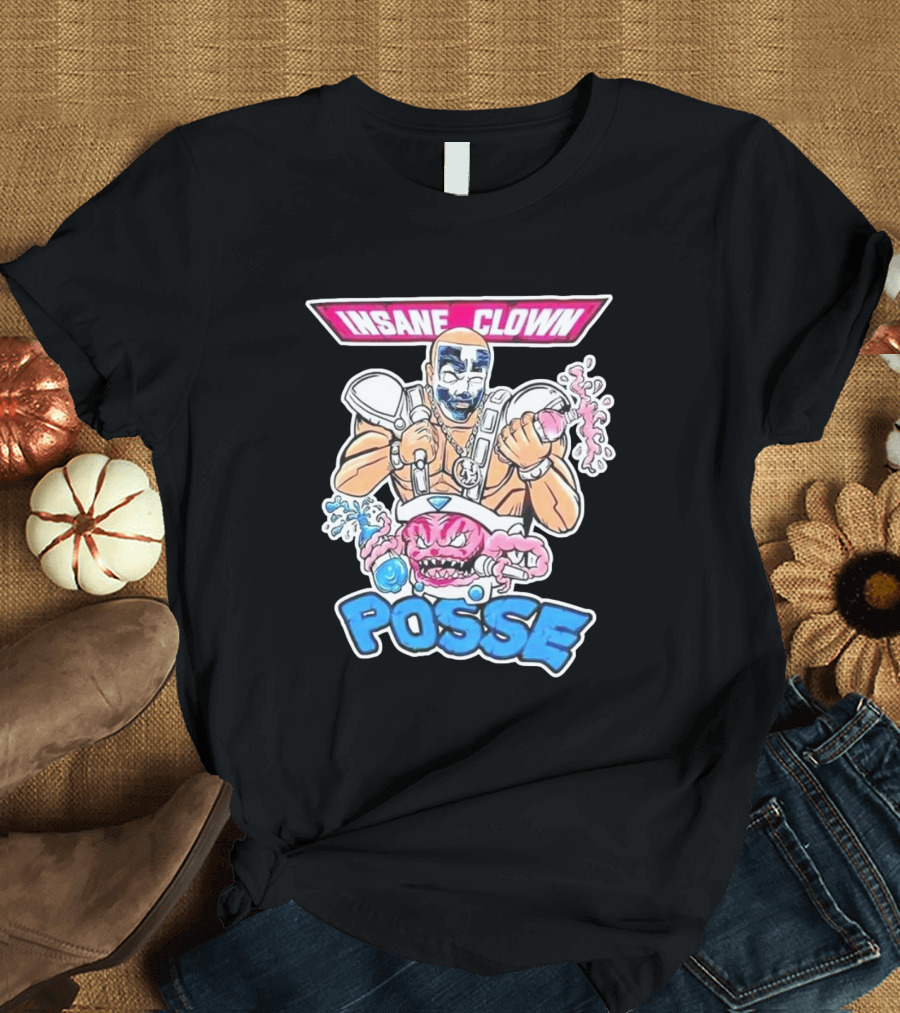 Insane Clown Posse Warrior with Pink Monster and Chainsaw T-Shirt