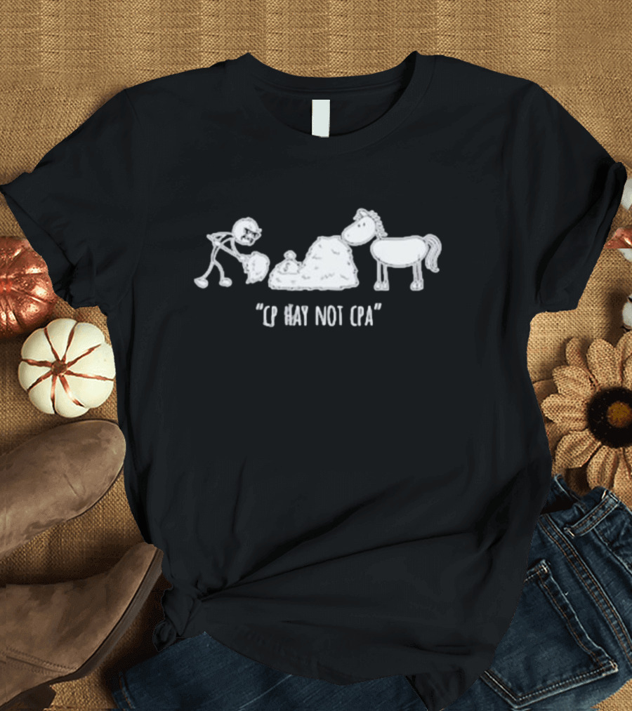 Docktok CP Hay Not CPA with Cartoon Horse and Stick Figure T-Shirt