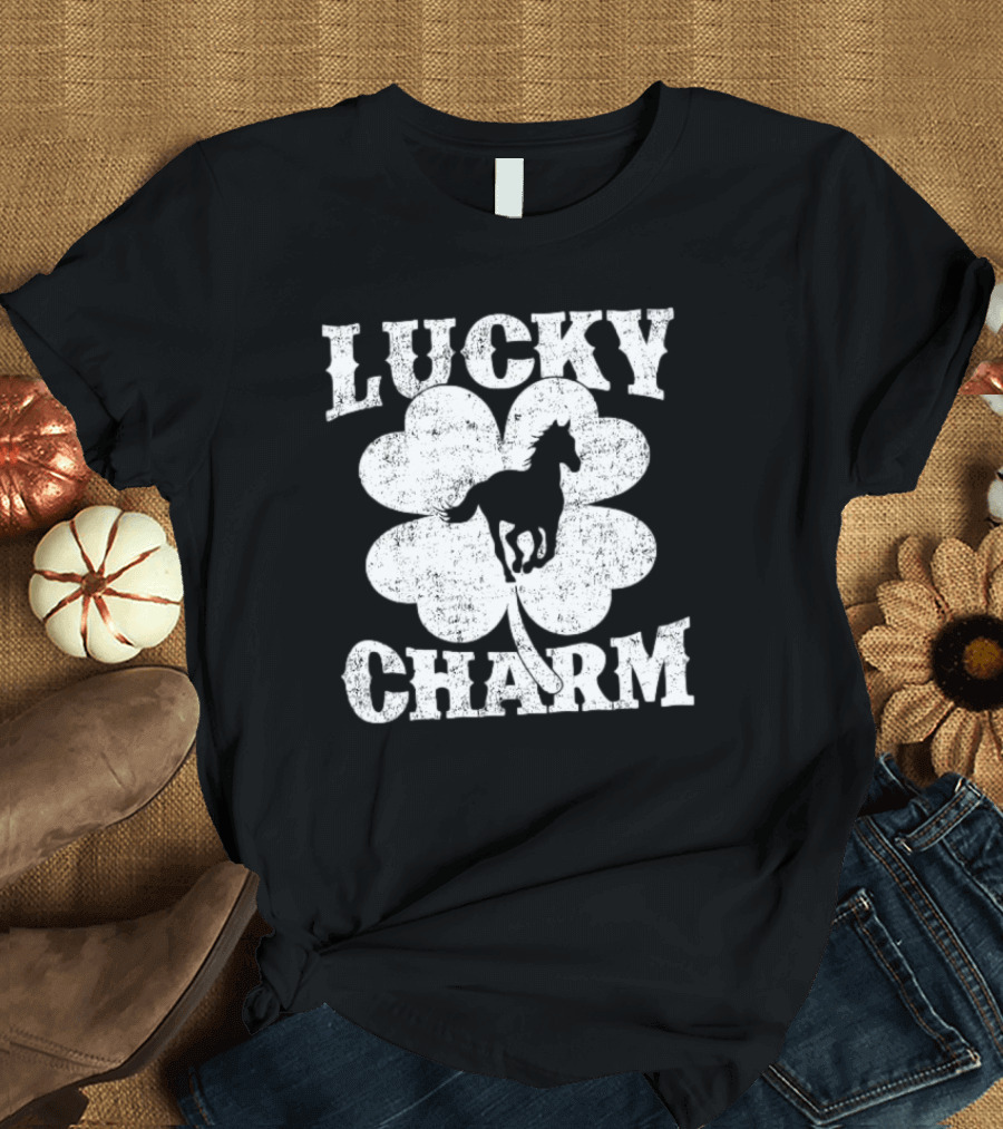 Lucky Charm Horse Lover Shamrock St Patrick's Day T-Shirt