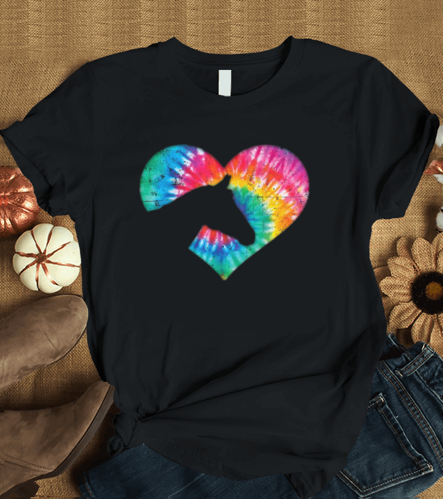 Tie-Dye Heart Horse Lover T-Shirt