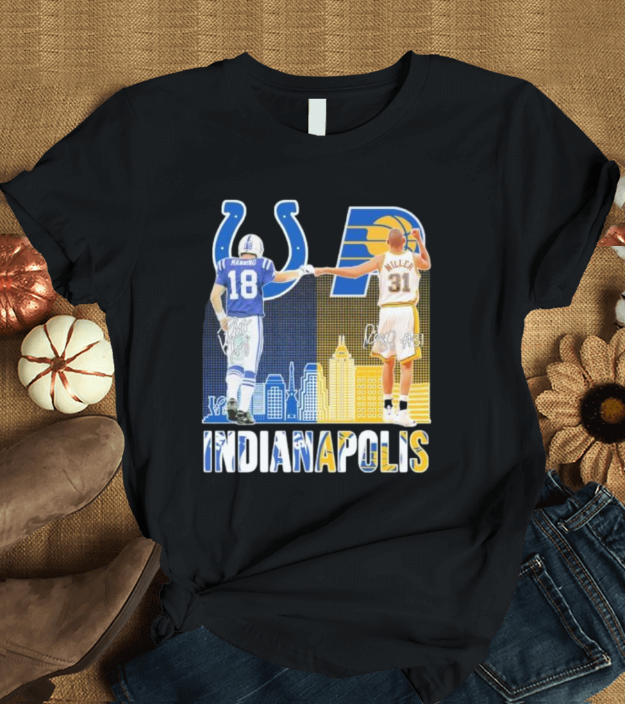 Manning Miller Indianapolis Colts Pacers Signatures Legends T-Shirt
