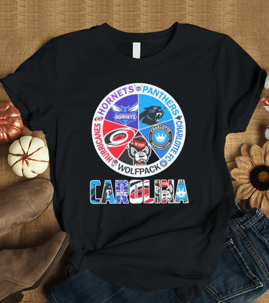 Carolina Panthers Hornets Hurricanes Wolfpack Charlotte FC Sports Teams T-Shirt