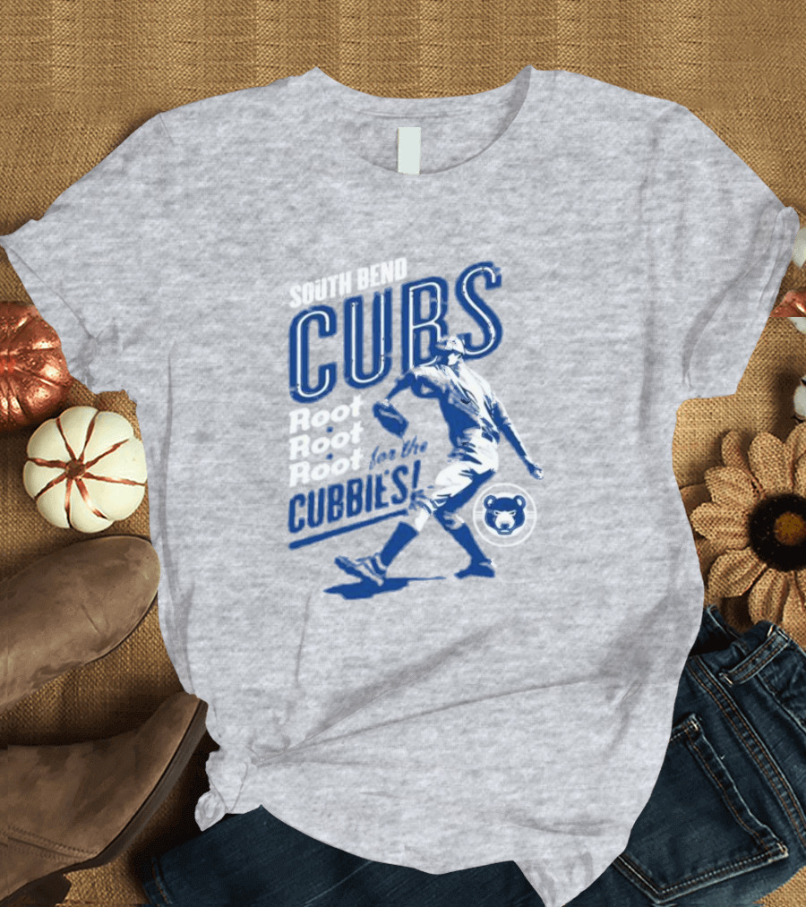 South Bend Cubs Root Root Root for the Cubbies Baseball Player T-Shirt