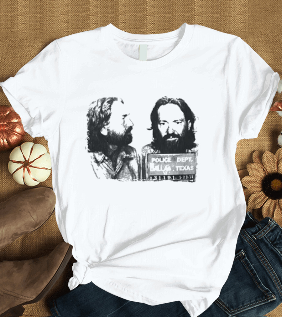 Willie Nelson Police Dept Texas Mugshot Profile T-Shirt