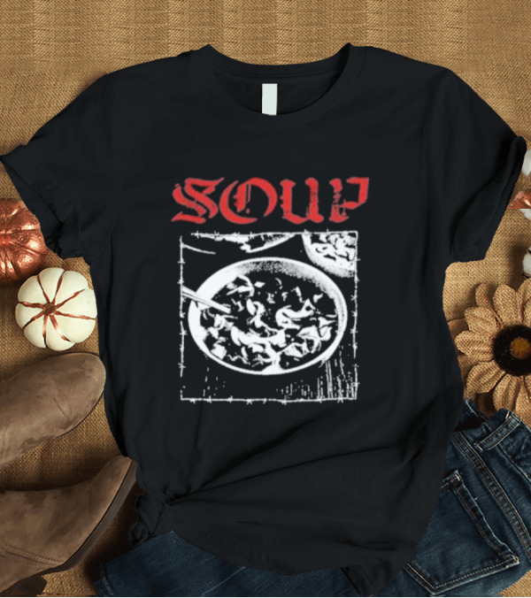 T-Shirt: Soup Bowl with Red Hardcore Typography T-Shirt Soup Bowl with Red Hardcore Typography T-Shirt