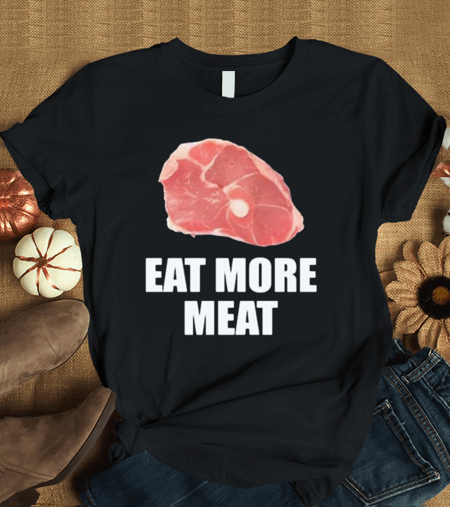 Oscar De La Hoya Wearing Eat More Meat Steak Slice T-Shirt