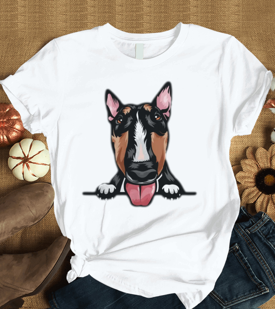 Animal Dog Bull Terrier Color Peeking T-Shirt
