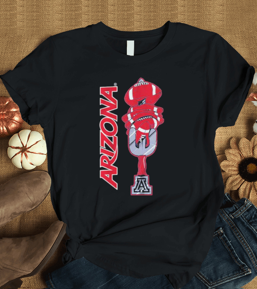 Arizona Football Turnover Sword with Red Helmet Stack and 'A' Emblem T-Shirt