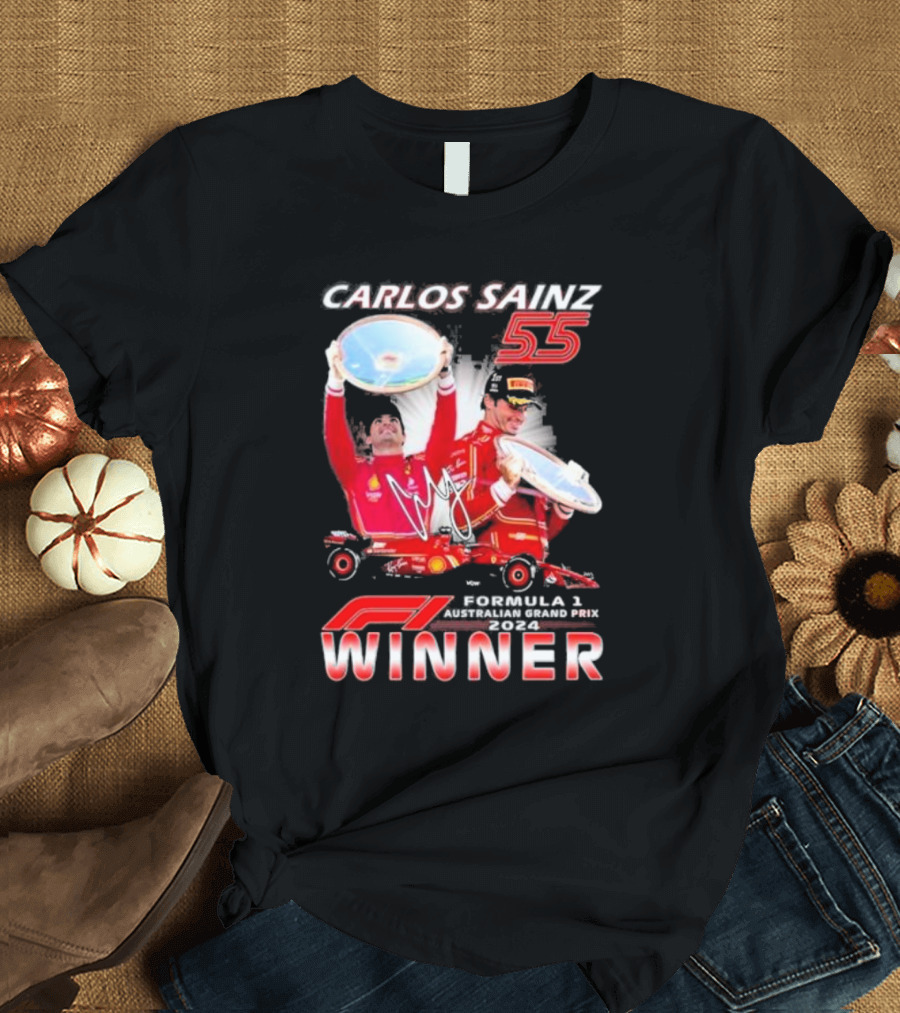 Carlos Sainz 55 Formula 1 2024 Australian Grand Prix Winner T-Shirt