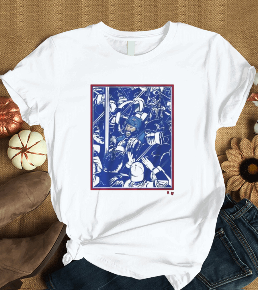 Vincent Trocheck Dogpile Hockey Team Celebration in Blue and White T-Shirt