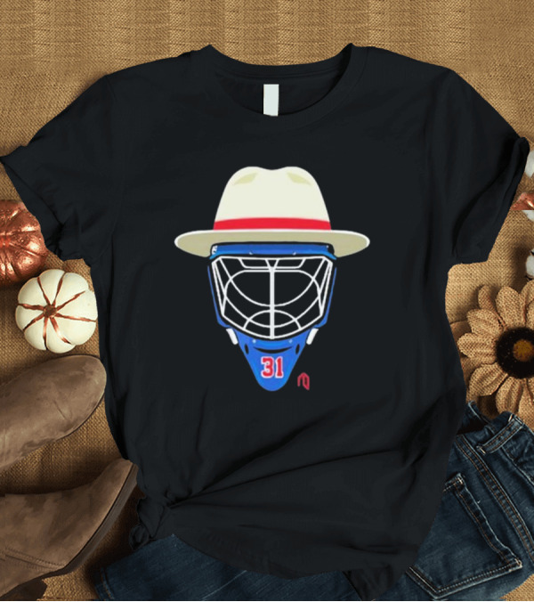 T-Shirt: Broadway Goalie Mask Fedora Blue Number 31 T-Shirt Broadway Goalie Mask Fedora Blue Number 31 T-Shirt