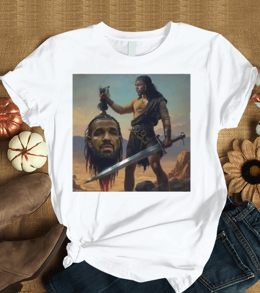 Hermainem Kendrick Holding Drake’s Head in Epic Scene T-Shirt