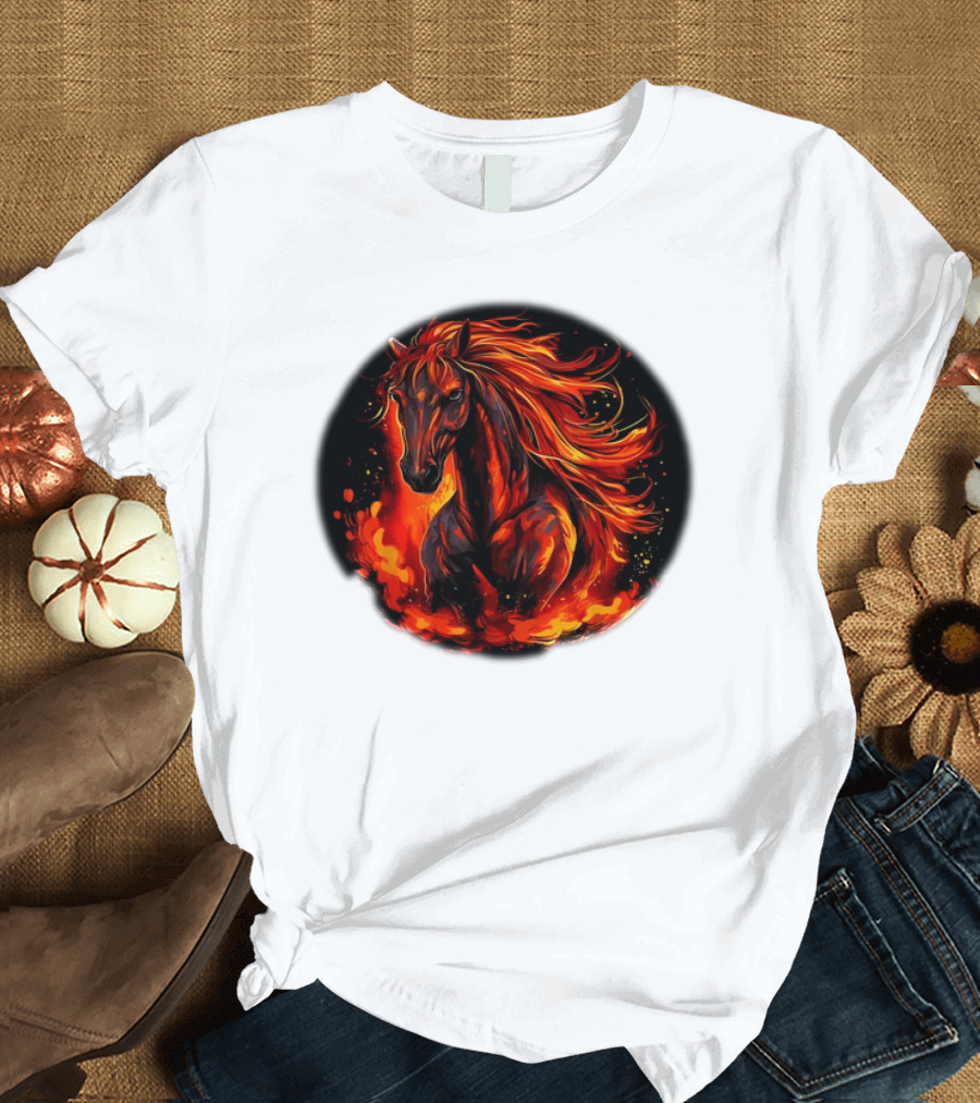 Fiery Horse with Flames for Funny Horse Lovers T-Shirt