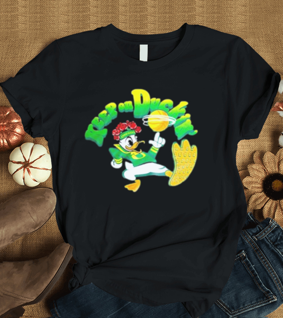 Keep On Duckin' Oregon Ducks Mascot Basketball Dunk T-Shirt