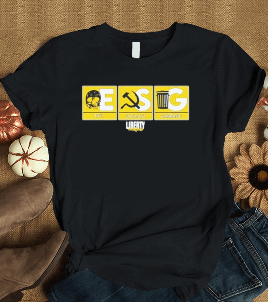 Liberty Lockdown Evil Socialist Garbage Skull Hammer Sickle Trash Can T-Shirt