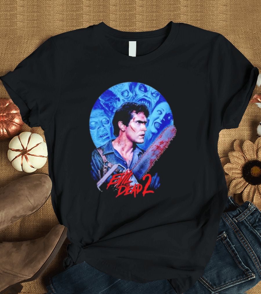 Evil Dead 2 Main Character Chainsaw Fight With Zombies T-Shirt