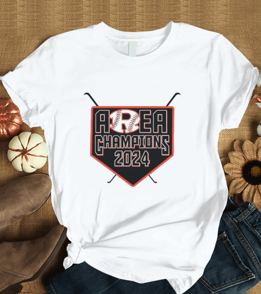 Area Champions 2024 Baseball Home Plate Bat Crossed Emblem T-Shirt
