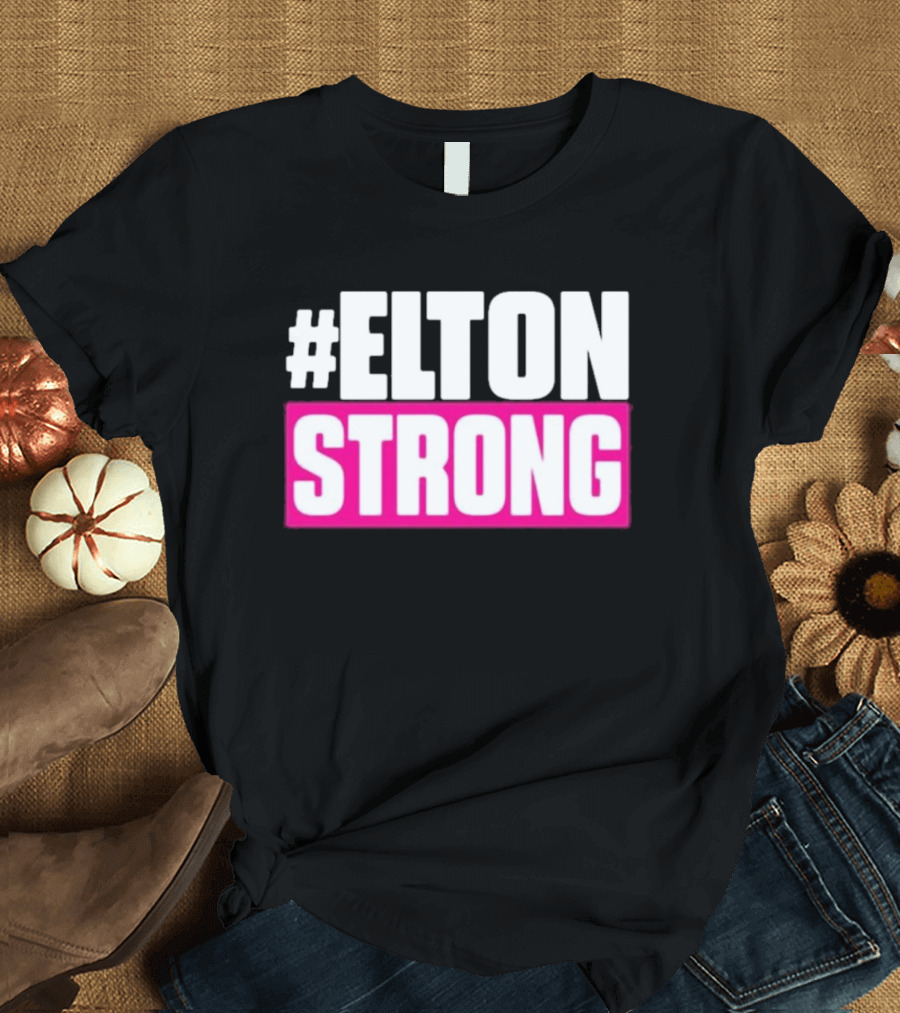 EltonStrong Pink and White Bold Text Design for Bayley Fans T-Shirt