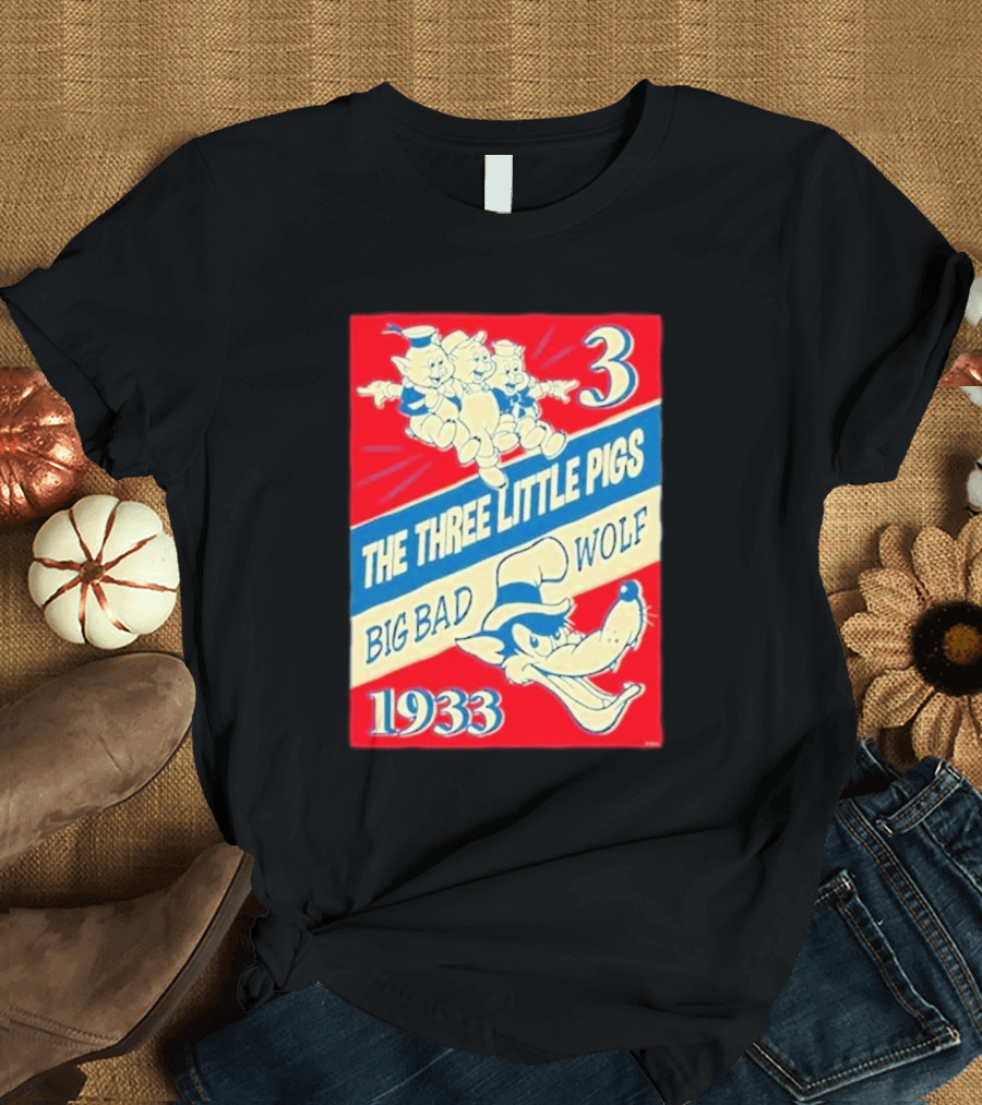 Three Little Pigs Big Bad Wolf Disney Cartoons 1933 T-Shirt