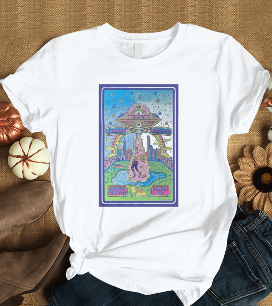 Karina Rykman May 18 2024 UFO Skyline Racket NYC T-Shirt