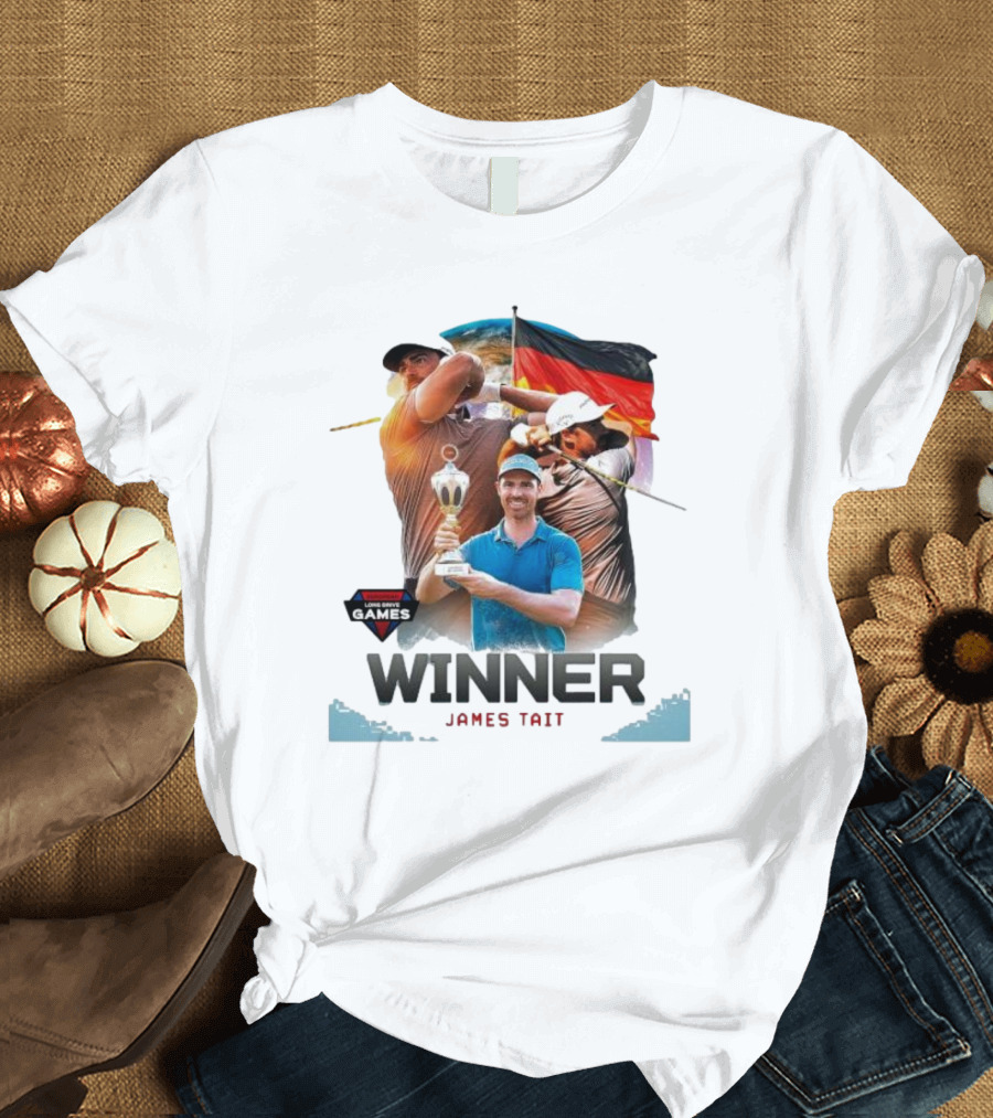 Long Drive Games Winner James Tait with Trophy and German Flag Background T-Shirt