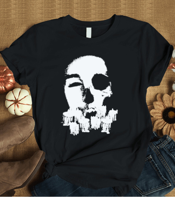 T-Shirt: Turnabout Grayscale Face with Abstract Text T-Shirt Turnabout Grayscale Face with Abstract Text T-Shirt