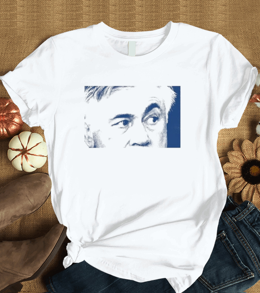 Don Carlo Ancelotti Eyes AOF Images in Blue T-Shirt