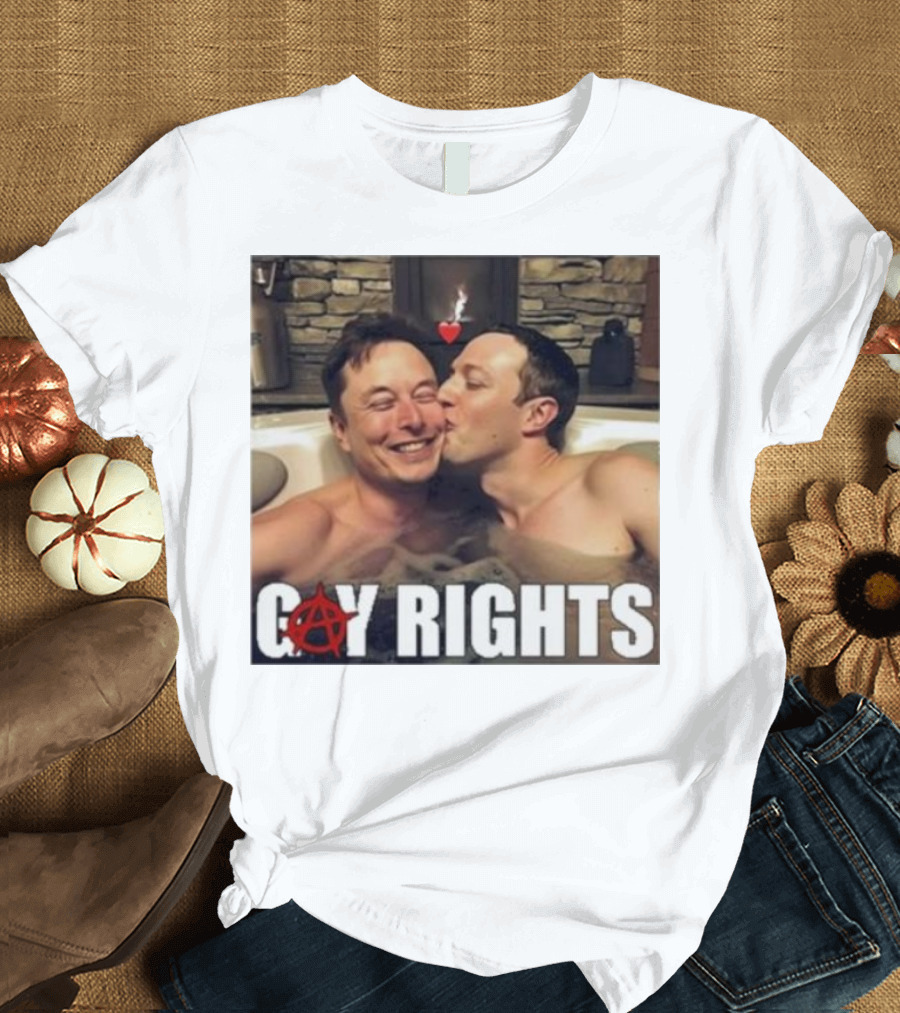Gay Rights Anarchy Symbol Kiss Elon Musk Mark Zuckerberg Hot Tub T-Shirt