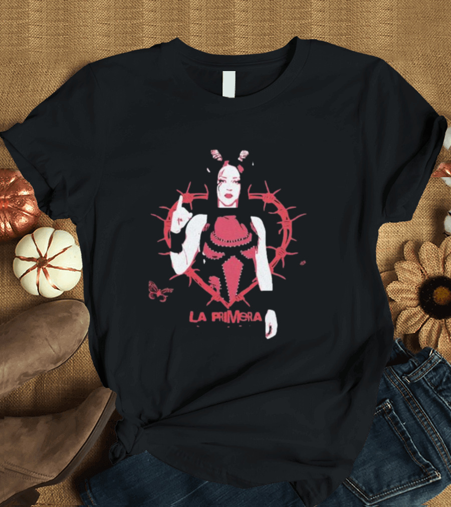 Stephanie Vaquer La Primera Barbed Wire Heart Butterfly Motif T-Shirt