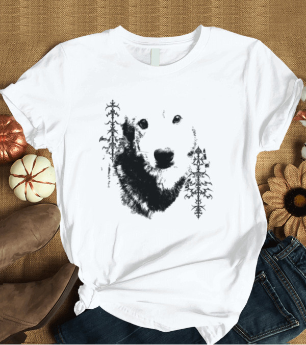 T-Shirt: Wolf Face with Stylized Evergreen Trees T-Shirt Wolf Face with Stylized Evergreen Trees T-Shirt