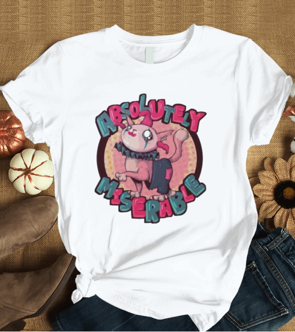 T-Shirt: Absolutely Miserable Patchwork Cat with Puffy Text T-Shirt Absolutely Miserable Patchwork Cat with Puffy Text T-Shirt