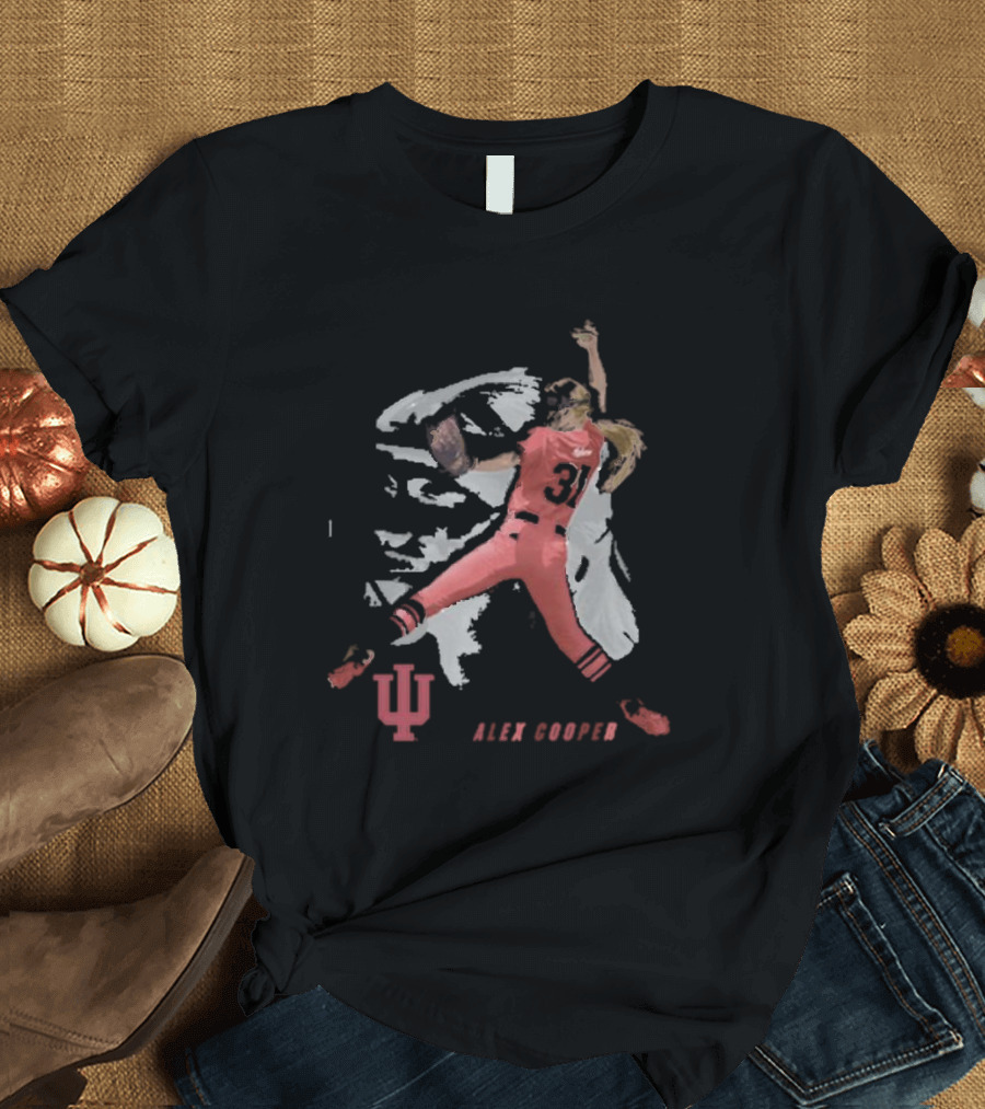 Alex Cooper Windup Baseball Indiana University Pitcher in Red Uniform T-Shirt